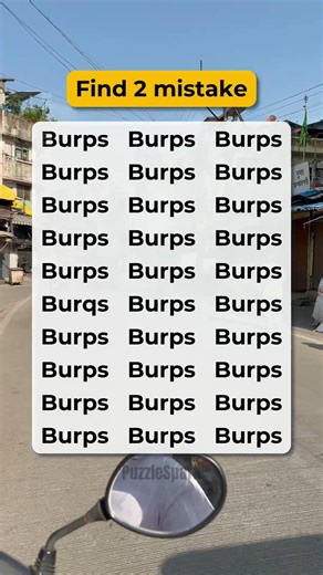 29K views · 192 reactions | Find 2 typos cleverly hidden in the word Burps!  | PuzzleSpark | Facebook