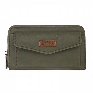 Wrangler Large Capacity Wallets Women with Wristlet and Metal Smooth Zipper, Green