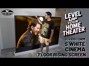 Level Up Your Home Theater - VIVIDSTORM S White Cinema Floor Rising Screen #hometheatersetup