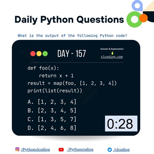 Python Coding challenge - Day 157 | What is the output of the following Python Code? | Python Coding