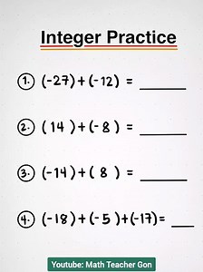 Integer Practice - Can You Do It? Visit our youtube channel: https://youtube.com/@MathTeacherGon #math #mathematics #TeacherGon #CivilServiceExamReview | Ako si Teacher Gon