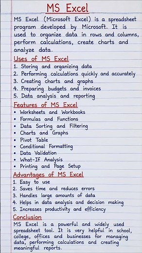 MS Excel | Uses, Features, Advantages and Conclusion