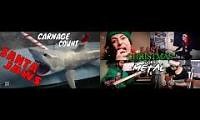 Mix of 2 videos from youtube : Santa Jaws (Christmas horror comedy) (Kill count/Metal tribute)