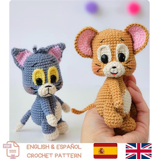 Amigurumi Cat and Mouse Crochet Pattern 2-in-1 – Charm, Keychain – English   Spanish PDF Instant Download - Etsy
