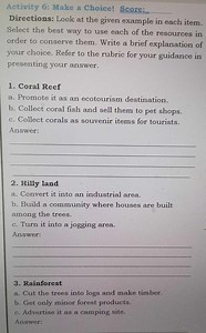 Activity 6: Make a Choice! Score:Directions: Look at the given... | Filo