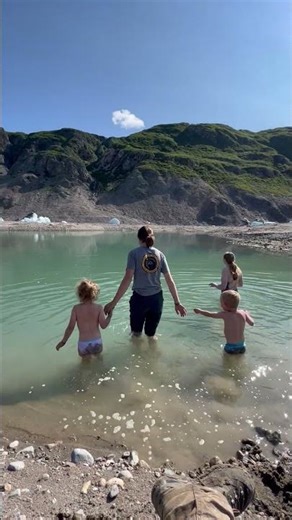 The ladies swimming with the ice bergs! #alaska #adventure #swimming #glacier