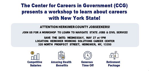 Herkimer Workshop: Learn about Civil Service Careers and NY HELPS, Working Solutions Career Center, Herkimer, 27 May 2026