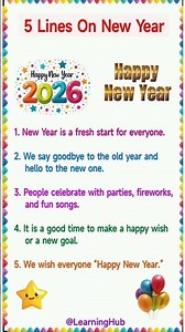 5 lines on New year essay in English/ Essay On New Year in english/ Happy New Year #newyear2026