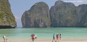 Maya Bay has reopened after a 3-year closure. It’s a beautiful cove made world famous by the 2000 film The Beach starring Leonardo DiCaprio. But there are a few rules to abide by - no swimming, no boats and no more than 375 visitors at any one time. https://str.sg/w7MA | The Straits Times