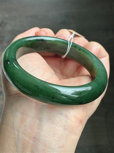 Certified Natural Nephrite Jade Translucent Dark Green Bangle Bracelet 58.7mm 7.25” 83g 天然和田玉菠菜绿轮胎宽手镯 152 - Etsy