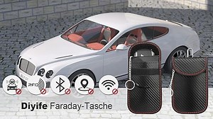 Diyife 2 Stück Keyless Go Schutz Autoschlüssel Hülle, Faraday Bag RFID Signalblockiertasche Funkschlüssel Schlüsseltasche mit Schlüsselanhänger, Autoschlüssel Tasche für Car Key Safe, 15 * 9cm
