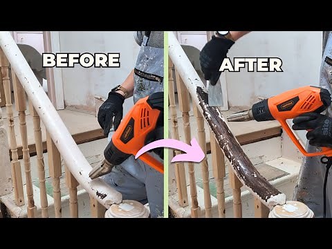 How to remove paint from wood using a heat gun - EASY DIY PAINT STRIPPING TUTORIAL | Sharn's House