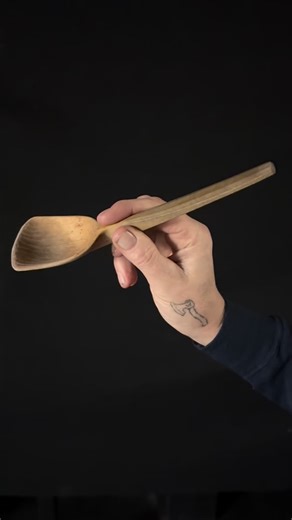 Do you know the difference between a shovel and a spade? The best wooden spoons are shaped like shovels, with the handle at an angle to the bowl, rather than inline like a spade. If you make such a spoon out of straight grained wood it will have weak grain at the front edge which will eventually break during use. If you make it out of a branch or “crook” as shown here then the grain is strong at the leading edge of the spoon where it gets the most wear. | Wood Tools