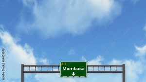 Passing under Mombasa Kenya Highway Road Sign