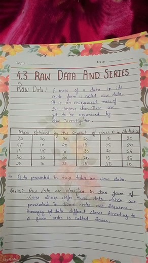 topic organisation of data class11 economics project file