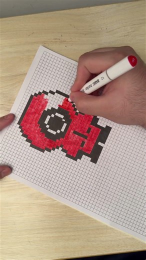 Squid Game Guard Pixel Art | Grid Drawing 🔴