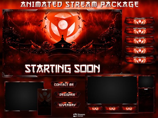 Dark Anime Twitch Overlay | Animated Samurai Theme | Warrior Stream Pack | Japanese Overlays | Ninja Streaming Package, Mangna Gaming Panels - Etsy