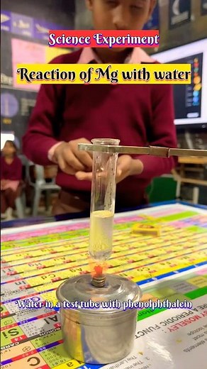 Reaction of magnesium with water to form magnesium hydroxide (basic nature)