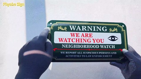 2 Pack Neighborhood Watch Sign, We Are Watching You, 12 x 6 inch Rust Free Aluminum Sign, Weather Resistant, Waterproof, Durable Ink, Easy to Install