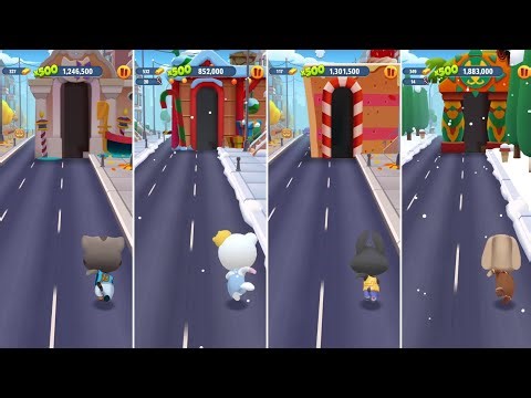 Talking Tom Gold Run Football Tom vs Polar Angela vs Talking Becca vs Gingerbread Ben Gameplay