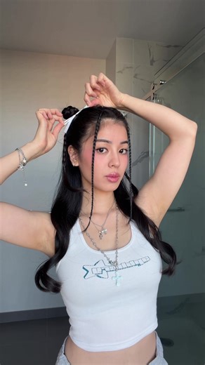 Cute hairstyle to try with some ribbons 🎀 #hairinspo #hairtutorial #hairstyleideas #hairstyle