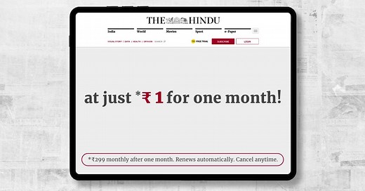 Enjoy 1 month of premium access for just ₹1. Renews at ₹299/month. Cancel anytime. | The Hindu