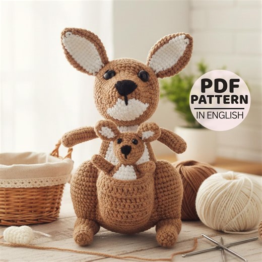 Momma Kangaroo & Baby Joey Crochet Pattern, Kangaroo Amigurumi Pattern, Crochet Kangaroo Lovey, Cute Animal Crochet Pattern - Etsy