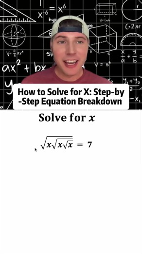 Join me as we solve for x in this intriguing equation involving square roots! Discover how to simplify and find \\( x = 7^{1/7} \\) step by step. Ready to tackle a new math challenge? What do you think \\( z \\) would be? #mathchallenge #mathsolving #algebra #squareroots #mathproblems