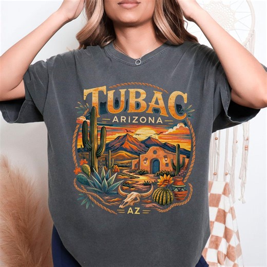 Tubac Arizona Desert T-shirt | Southwestern Cactus Landscape Tee | Tubac AZ | Santa Cruz Valley, Tucson , Nogales | Santa Rita Mountains - Etsy