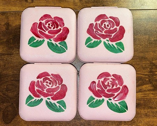 Hand-painted Pink Jewelry Box, Freehand Floral Design, Small Treasure Storage - Etsy