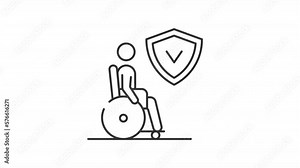 Animated care insurance linear icon. Disability coverage. Long-term rehabilitation. Seamless loop HD video with alpha channel on transparent background. Outline motion graphic animation Stock Video