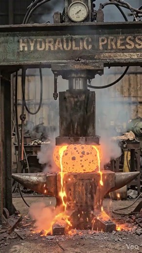 🔥 1000° Hot Ball vs Hydraulic Press – INSANE Meltdown! 🔥 #hydraulicpress #USA #youtubeshorts #skid