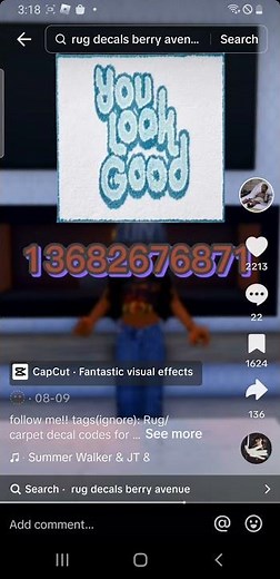 Codes for rug for Berry Avenue