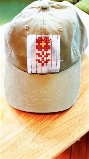 I made a tatreez baseball cap! 🪡🌼 #tatreez #crossstitch #embroidery