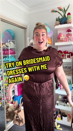 Back at it again with a bridesmaid dress meltdown 😭 this time we are in the market for a CHOCOLATE BROWN number 🤎🤎🤎🤎🤎 Hahah deadset I feel like I’m in 27 dresses as the third time being a bridesmaid but I LOVE IT - even though I’m crashing out ahhaa 😂 I truly love my beautiful gorgeous lovely friend who is getting married SO MUCH!!! So happy that I can help her out & be by her side for her spesh day 🥹🥹🥹 #tryonhaul #midsizefashion #realisticreview #bridesmaidsdresses #midsizegal