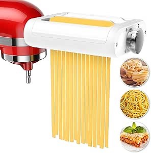 KitchenAid Pasta Maker Machine, Electric Pasta Makers Attachment Set 3-in-1 for KitchenAid Stand Mixers Noodle Maker Kit Included Sheet Roller, Spaghetti & Fettuccine Cutter Maker Homemade Fresh Pasta