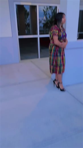 Colorful Outdoor Fashion: Stylish Dress and High Heels