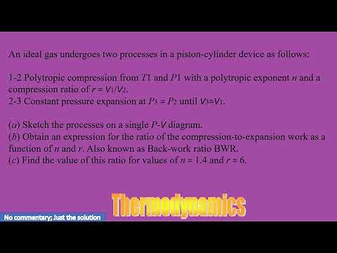 An ideal gas undergoes two processes in a piston-cylinder device as follows:1-2 Polytropic compressi