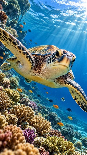 Aquarium 4K 🐢 Watch This Sea Turtle Glide Through Paradise