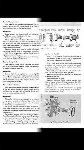SINGER MODEL 347 THREAD TENSION ASSEMBLY DOCUMENTS