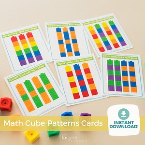 Math Flashcards for Kids: Learn Patterns With Unifix Snap Cubes | Counting Cube Printable Cards | Mathlink Cubes Activity Worksheet - Etsy