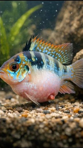 German blue ram breeding behaviour. #fishkeepinghobby #aquarium #fishtank #fishbreeding