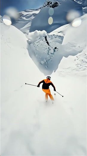 Skiing vs 2 Massive Avalanches The Ultimate Escape into an Ice Cave