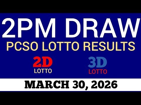 Lotto Result Today 2pm Draw March 30, 2026 Swertres Ez2 PCSO Live Result