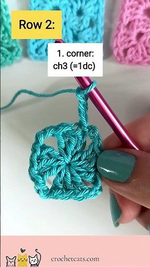 Click here for the full tutorial!🐱 Easy Mini Solid Granny Square Tutorial #beginnercrochet