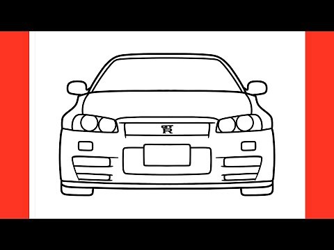 How to draw a NISSAN SKYLINE GT-R R34 easy / drawing nissan skyline r34 fast and furious