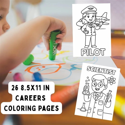 Careers Coloring Pages for Kids | Careers Jobs Coloring Book | Toddler & Preschool Learning Printable | Homeschool Activity | Instant Dow - Etsy