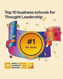 For the top business schools specialising in innovative thinking and thought leadership, look no further than our top 10 list according to the recently released QS Global MBA Rankings 2024.⁠⁠ ⁠ This year MIT Sloan Alumni takes the top spot and Oxford Said Business School Limited climbing two places to second.⁠ ⁠ See the full rankings: https://eu1.hubs.ly/H06fKsN0 #QSWUR #StudyBusiness #TopMBA | QS Top MBA | Facebook