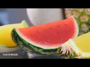 【ぷるぷるジューシー】丸ごとスイカゼリー&メロンゼリー&パイナップルゼリーの作り方【シェフの天下逸品】