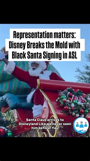 Black Urban Professionals Network on Instagram: "The Magic Gets Louder: Disney’s ASL-Signing Black Santa Is Here🎅🏾✨🤟🏾 In 2021, Black Santas quietly appeared at Disney parks for the first time in 66 years. No hype, just truth on display. 🤫 Today, that history grows: a Santa who uses ASL on Main Street, talking with kids who rarely see themselves in Christmas magic like this. 🗣️🧏🏾‍♂️ This is representation done right—magic that reaches back. For Black kids. For Deaf kids. For every kid who